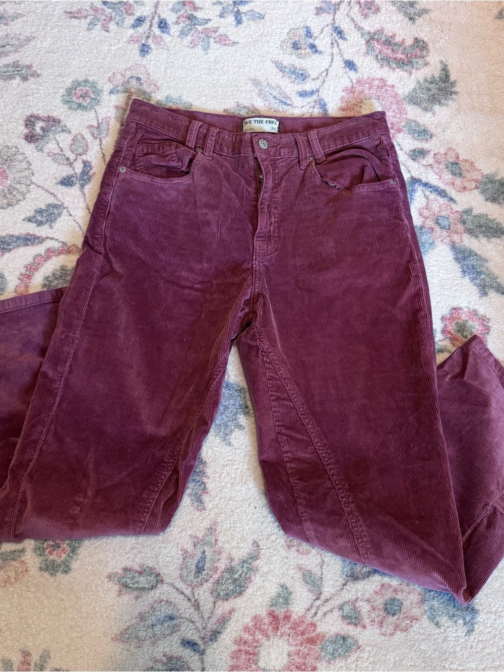 Free People Corduroy Pants in Deep Mauve